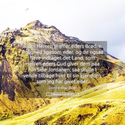 Picture 05 - 5 Mosebog 3:20 DA1871 - indtil Herren skaffer eders Brødre Rolighed - Bible Verse Picture