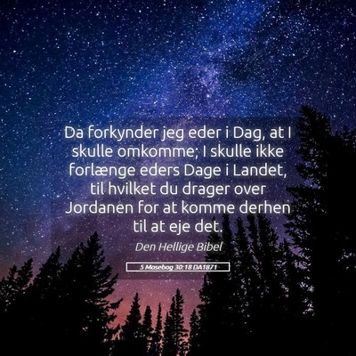 Picture 05 - 5 Mosebog 30:18 DA1871 - Da forkynder jeg eder i Dag, at I skulle omkomme; - Bible Verse Picture