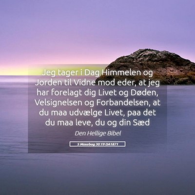 Picture 05 - 5 Mosebog 30:19 DA1871 - Jeg tager i Dag Himmelen og Jorden til Vidne mod - Bible Verse Picture