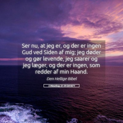 Picture 05 - 5 Mosebog 32:39 DA1871 - Ser nu, at jeg er, og der er ingen Gud ved Siden - Bible Verse Picture
