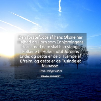 Picture 05 - 5 Mosebog 33:17 DA1871 - Den førstefødte af hans Øksne har Højhed og - Bible Verse Picture