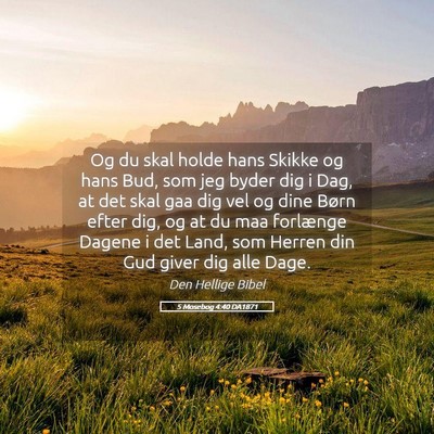 Picture 05 - 5 Mosebog 4:40 DA1871 - Og du skal holde hans Skikke og hans Bud, som jeg - Bible Verse Picture