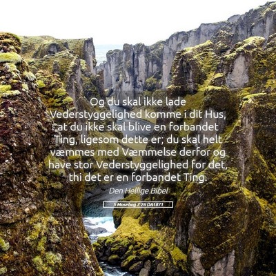 Picture 05 - 5 Mosebog 7:26 DA1871 - Og du skal ikke lade Vederstyggelighed komme i - Bible Verse Picture