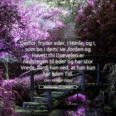 Picture 05 - Aabenbaringen 12:12 DA1871 - Derfor, fryder eder, I Himle, og I, som bo i dem! - Bible Verse Picture