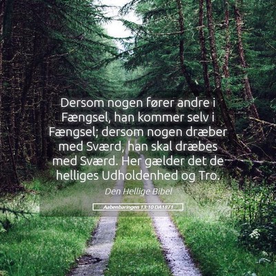 Picture 05 - Aabenbaringen 13:10 DA1871 - Dersom nogen fører andre i Fængsel, han kommer - Bible Verse Picture