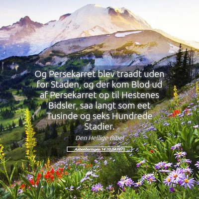 Picture 05 - Aabenbaringen 14:20 DA1871 - Og Persekarret blev traadt uden for Staden, og - Bible Verse Picture