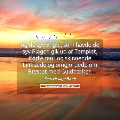 Picture 05 - Aabenbaringen 15:6 DA1871 - og de syv Engle, som havde de syv Plager, gik ud - Bible Verse Picture