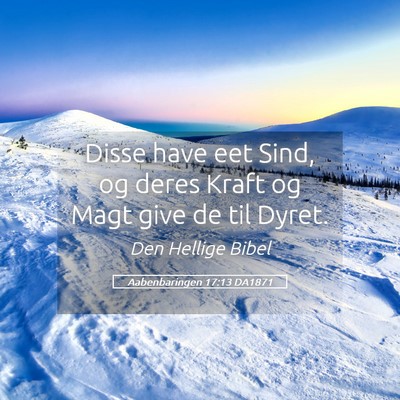 Picture 05 - Aabenbaringen 17:13 DA1871 - Disse have eet Sind, og deres Kraft og Magt give - Bible Verse Picture