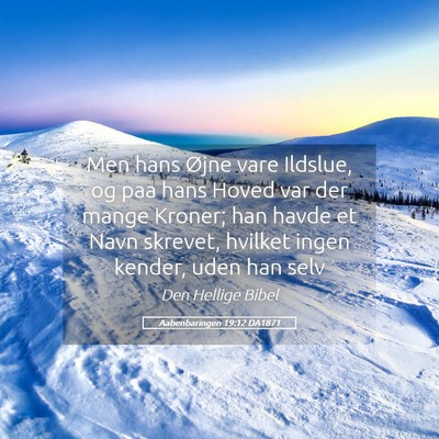 Picture 05 - Aabenbaringen 19:12 DA1871 - Men hans Øjne vare Ildslue, og paa hans Hoved - Bible Verse Picture