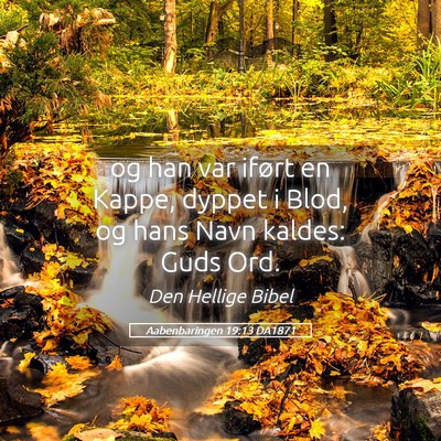 Picture 05 - Aabenbaringen 19:13 DA1871 - og han var iført en Kappe, dyppet i Blod, og - Bible Verse Picture