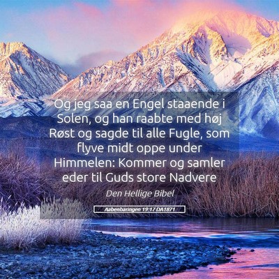 Picture 05 - Aabenbaringen 19:17 DA1871 - Og jeg saa en Engel staaende i Solen, og han - Bible Verse Picture