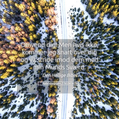 Picture 05 - Aabenbaringen 2:16 DA1871 - Omvend dig! Men hvis ikke, kommer jeg snart over - Bible Verse Picture