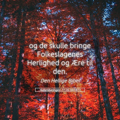 Picture 05 - Aabenbaringen 21:26 DA1871 - og de skulle bringe Folkeslagenes Herlighed og - Bible Verse Picture