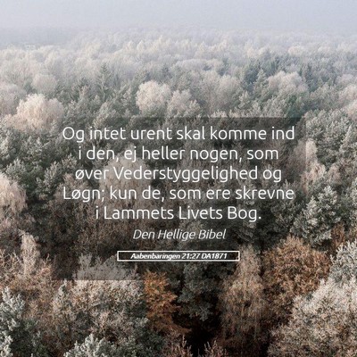 Picture 05 - Aabenbaringen 21:27 DA1871 - Og intet urent skal komme ind i den, ej heller - Bible Verse Picture