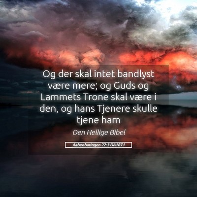 Picture 05 - Aabenbaringen 22:3 DA1871 - Og der skal intet bandlyst være mere; og Guds og - Bible Verse Picture