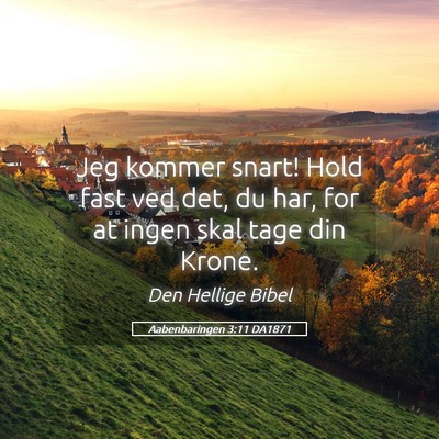 Picture 05 - Aabenbaringen 3:11 DA1871 - Jeg kommer snart! Hold fast ved det, du har, for - Bible Verse Picture