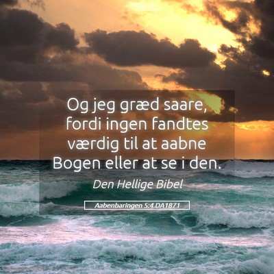 Picture 05 - Aabenbaringen 5:4 DA1871 - Og jeg græd saare, fordi ingen fandtes værdig - Bible Verse Picture