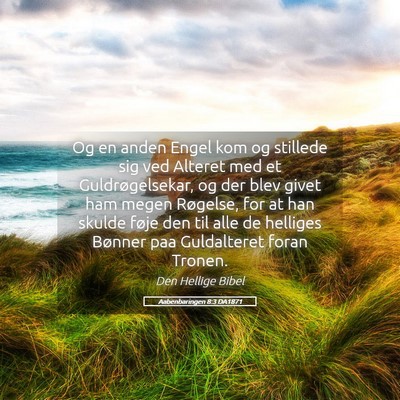Picture 05 - Aabenbaringen 8:3 DA1871 - Og en anden Engel kom og stillede sig ved Alteret - Bible Verse Picture