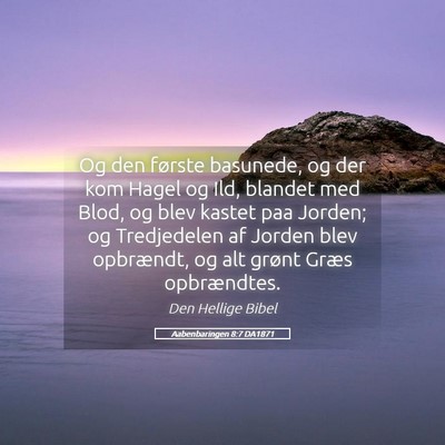 Picture 05 - Aabenbaringen 8:7 DA1871 - Og den første basunede, og der kom Hagel og Ild, - Bible Verse Picture