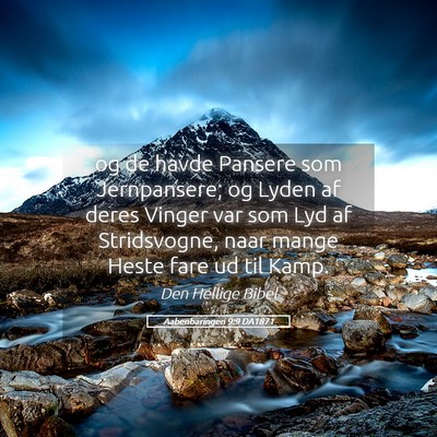 Picture 05 - Aabenbaringen 9:9 DA1871 - og de havde Pansere som Jernpansere; og Lyden af - Bible Verse Picture