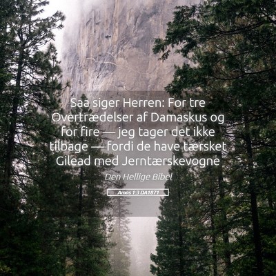 Picture 05 - Amos 1:3 DA1871 - Saa siger Herren: For tre Overtrædelser af - Bible Verse Picture
