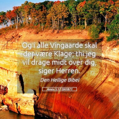 Picture 05 - Amos 5:17 DA1871 - Og i alle Vingaarde skal der være Klage; thi jeg - Bible Verse Picture