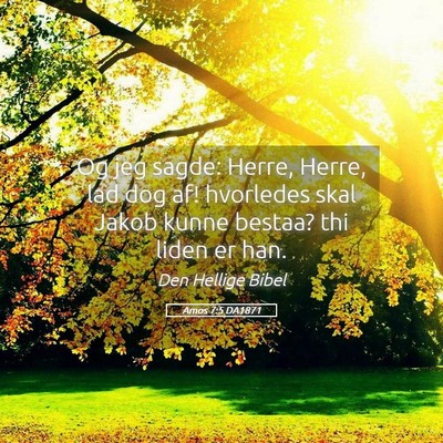 Picture 05 - Amos 7:5 DA1871 - Og jeg sagde: Herre, Herre, lad dog af! hvorledes - Bible Verse Picture