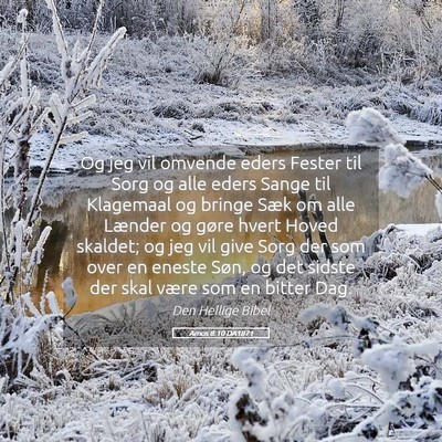 Picture 05 - Amos 8:10 DA1871 - Og jeg vil omvende eders Fester til Sorg og alle - Bible Verse Picture