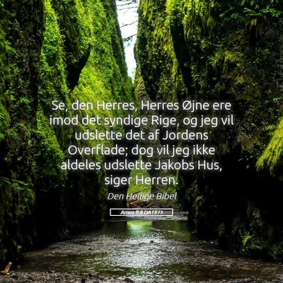 Picture 05 - Amos 9:8 DA1871 - Se, den Herres, Herres Øjne ere imod det syndige - Bible Verse Picture