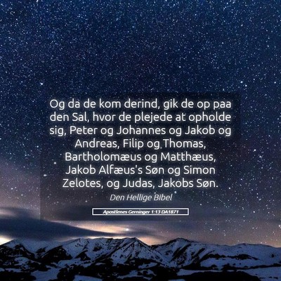 Picture 05 - Apostlenes Gerninger 1:13 DA1871 - Og da de kom derind, gik de op paa den Sal, hvor - Bible Verse Picture