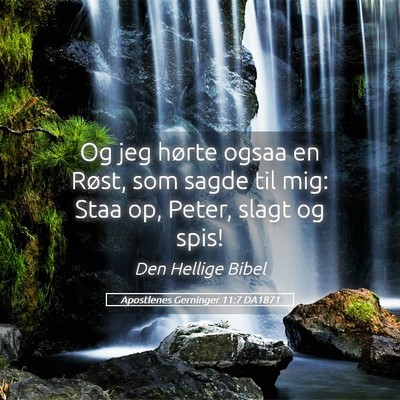 Picture 05 - Apostlenes Gerninger 11:7 DA1871 - Og jeg hørte ogsaa en Røst, som sagde til mig: - Bible Verse Picture