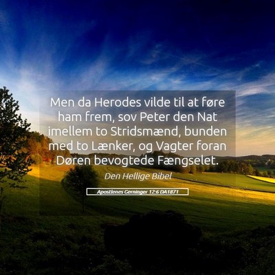 Picture 05 - Apostlenes Gerninger 12:6 DA1871 - Men da Herodes vilde til at føre ham frem, sov - Bible Verse Picture
