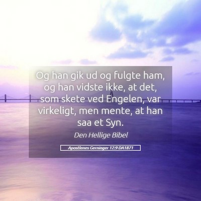 Picture 05 - Apostlenes Gerninger 12:9 DA1871 - Og han gik ud og fulgte ham, og han vidste ikke, - Bible Verse Picture