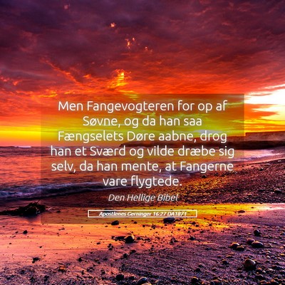 Picture 05 - Apostlenes Gerninger 16:27 DA1871 - Men Fangevogteren for op af Søvne, og da han saa - Bible Verse Picture