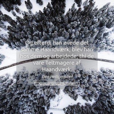 Picture 05 - Apostlenes Gerninger 18:3 DA1871 - Og efterdi han øvede det samme Haandværk, blev - Bible Verse Picture