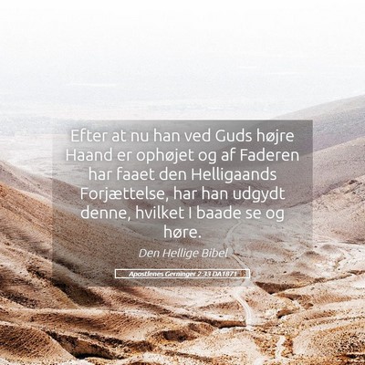 Picture 05 - Apostlenes Gerninger 2:33 DA1871 - Efter at nu han ved Guds højre Haand er ophøjet - Bible Verse Picture