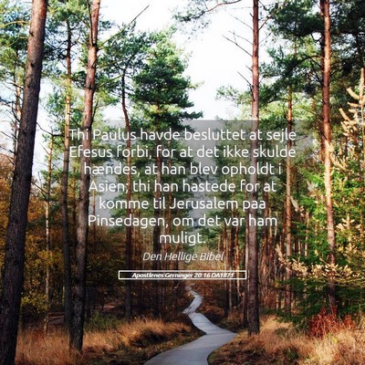 Picture 05 - Apostlenes Gerninger 20:16 DA1871 - Thi Paulus havde besluttet at sejle Efesus forbi, - Bible Verse Picture