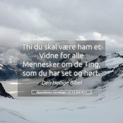 Picture 05 - Apostlenes Gerninger 22:15 DA1871 - Thi du skal være ham et Vidne for alle Mennesker - Bible Verse Picture