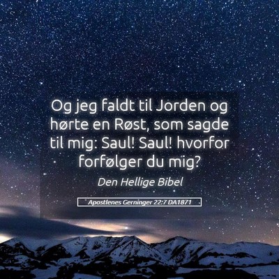 Picture 05 - Apostlenes Gerninger 22:7 DA1871 - Og jeg faldt til Jorden og hørte en Røst, som - Bible Verse Picture