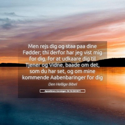 Picture 05 - Apostlenes Gerninger 26:16 DA1871 - Men rejs dig og staa paa dine Fødder; thi derfor - Bible Verse Picture
