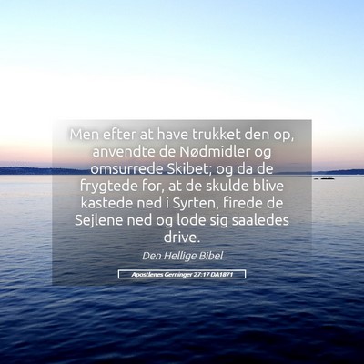 Picture 05 - Apostlenes Gerninger 27:17 DA1871 - Men efter at have trukket den op, anvendte de - Bible Verse Picture