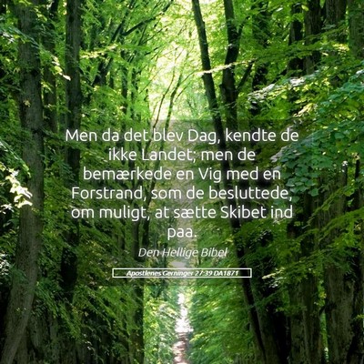 Picture 05 - Apostlenes Gerninger 27:39 DA1871 - Men da det blev Dag, kendte de ikke Landet; men - Bible Verse Picture