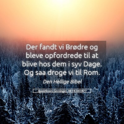 Picture 05 - Apostlenes Gerninger 28:14 DA1871 - Der fandt vi Brødre og bleve opfordrede til at - Bible Verse Picture