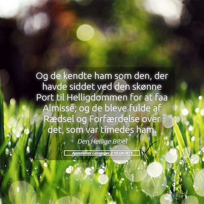 Picture 05 - Apostlenes Gerninger 3:10 DA1871 - Og de kendte ham som den, der havde siddet ved - Bible Verse Picture