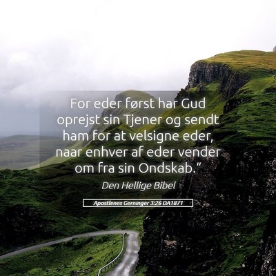 Picture 05 - Apostlenes Gerninger 3:26 DA1871 - For eder først har Gud oprejst sin Tjener og - Bible Verse Picture