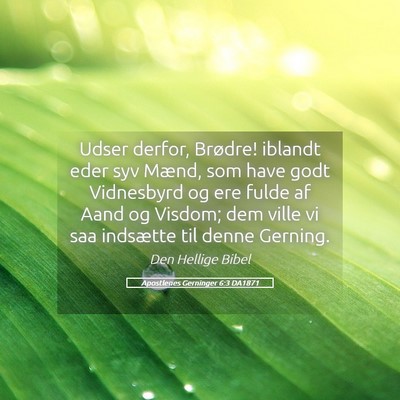 Picture 05 - Apostlenes Gerninger 6:3 DA1871 - Udser derfor, Brødre! iblandt eder syv Mænd, - Bible Verse Picture