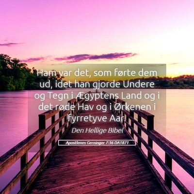Picture 05 - Apostlenes Gerninger 7:36 DA1871 - Ham var det, som førte dem ud, idet han gjorde - Bible Verse Picture