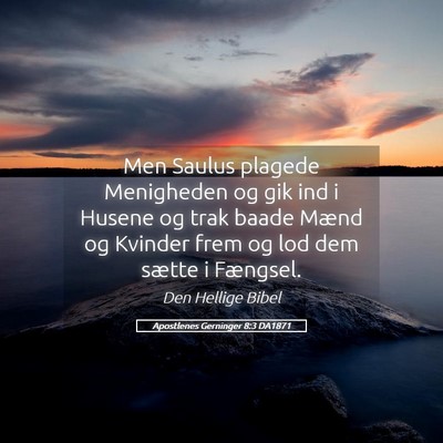 Picture 05 - Apostlenes Gerninger 8:3 DA1871 - Men Saulus plagede Menigheden og gik ind i Husene - Bible Verse Picture