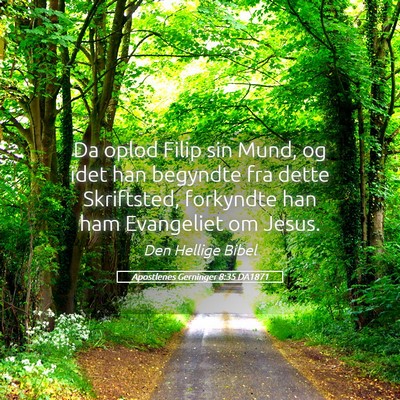 Picture 05 - Apostlenes Gerninger 8:35 DA1871 - Da oplod Filip sin Mund, og idet han begyndte fra - Bible Verse Picture