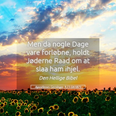 Picture 05 - Apostlenes Gerninger 9:23 DA1871 - Men da nogle Dage vare forløbne, holdt Jøderne - Bible Verse Picture